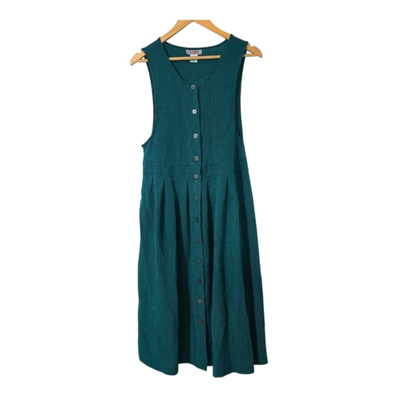 Vintage Checkered Pleated Buttoned Midi Sundress - Picture 4 of 7